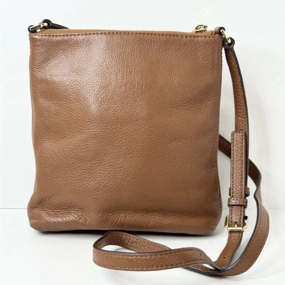 Michael Kors Brown Pebble Leather Camden Drawstring Crossbody Bag